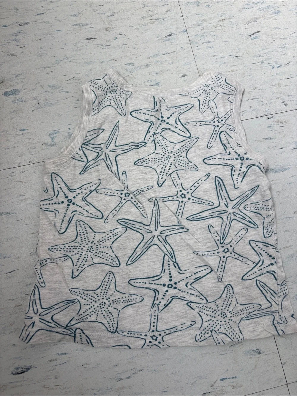 Old Navy White Tank Top with Blue Starfish Print